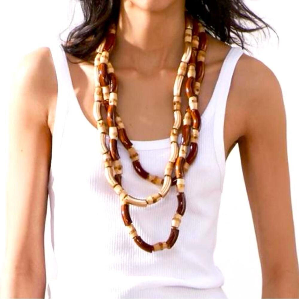 Nwt-Zara- 3 pk of wood necklaces